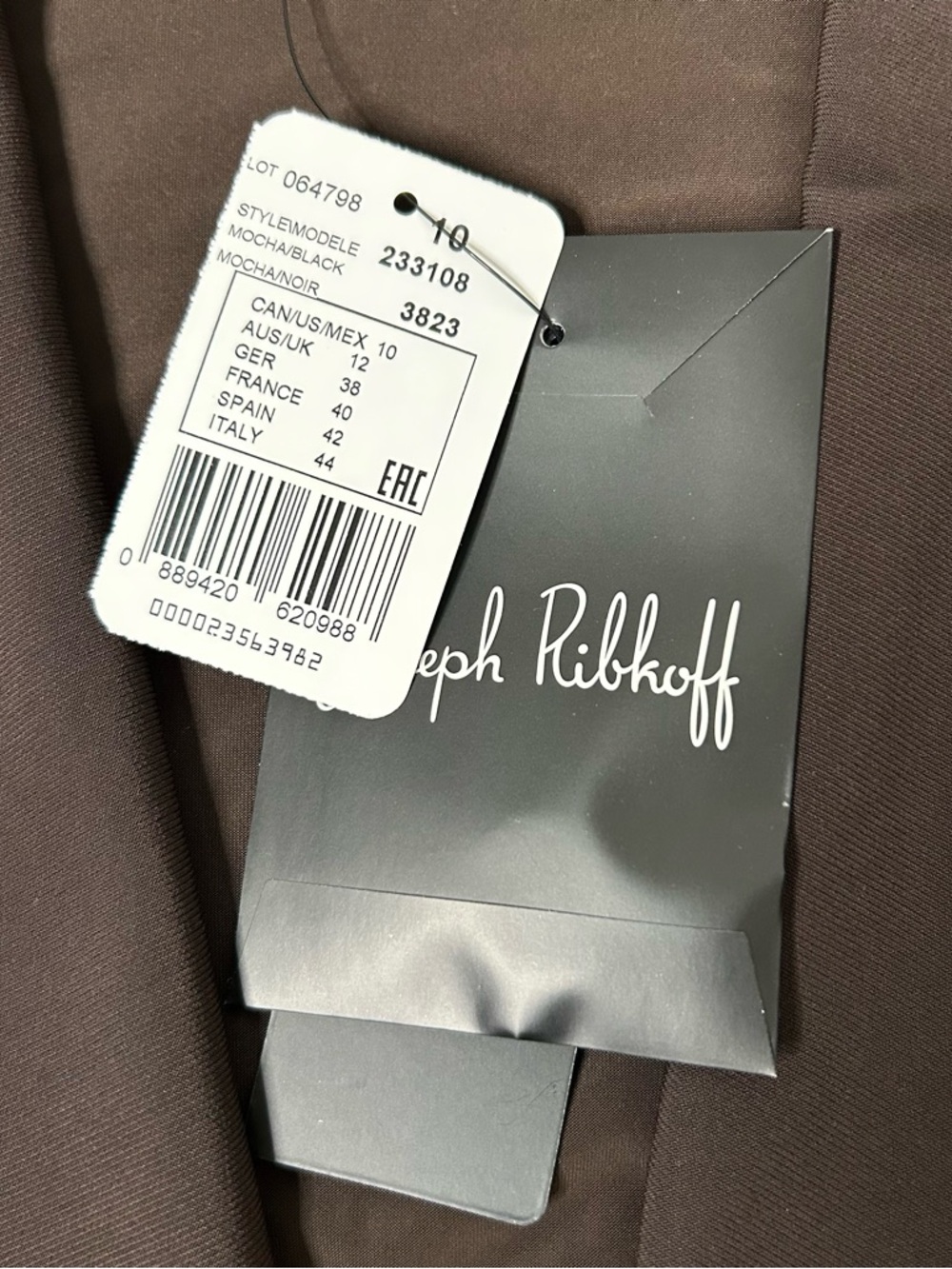 NWT Joseph Ribkoff Women's Brown Blazer with Black Faux Leather Pockets Size 10 - Picture 4 of 13